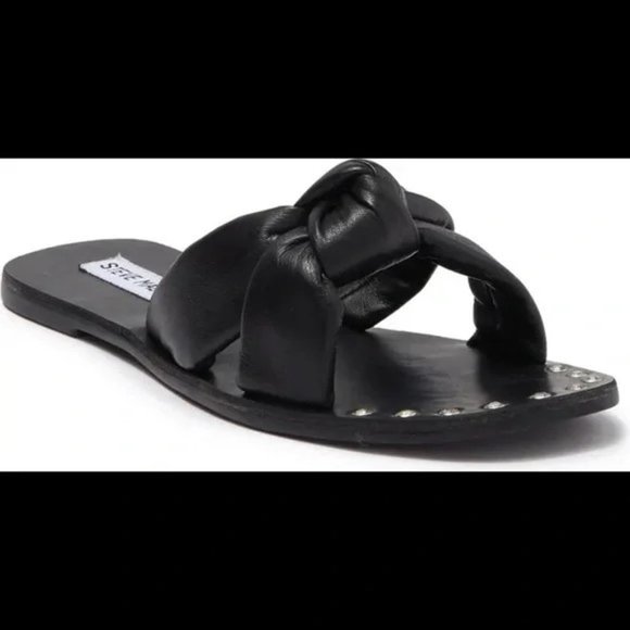 Steve Madden Shoes - NEW Steve Madden Marisole knotted now flat black leather size 8.5